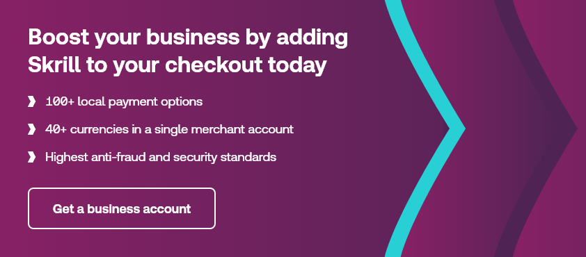 Skrill Business banner to sign up for business account